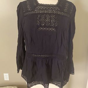 J.Crew long sleeved black blouse.